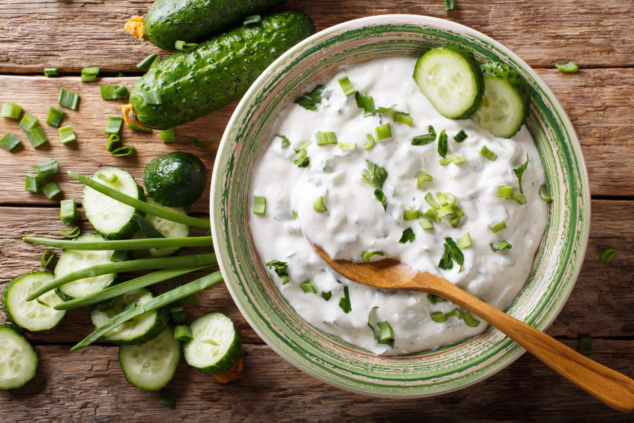 mezze platter with tzatziki and hummus