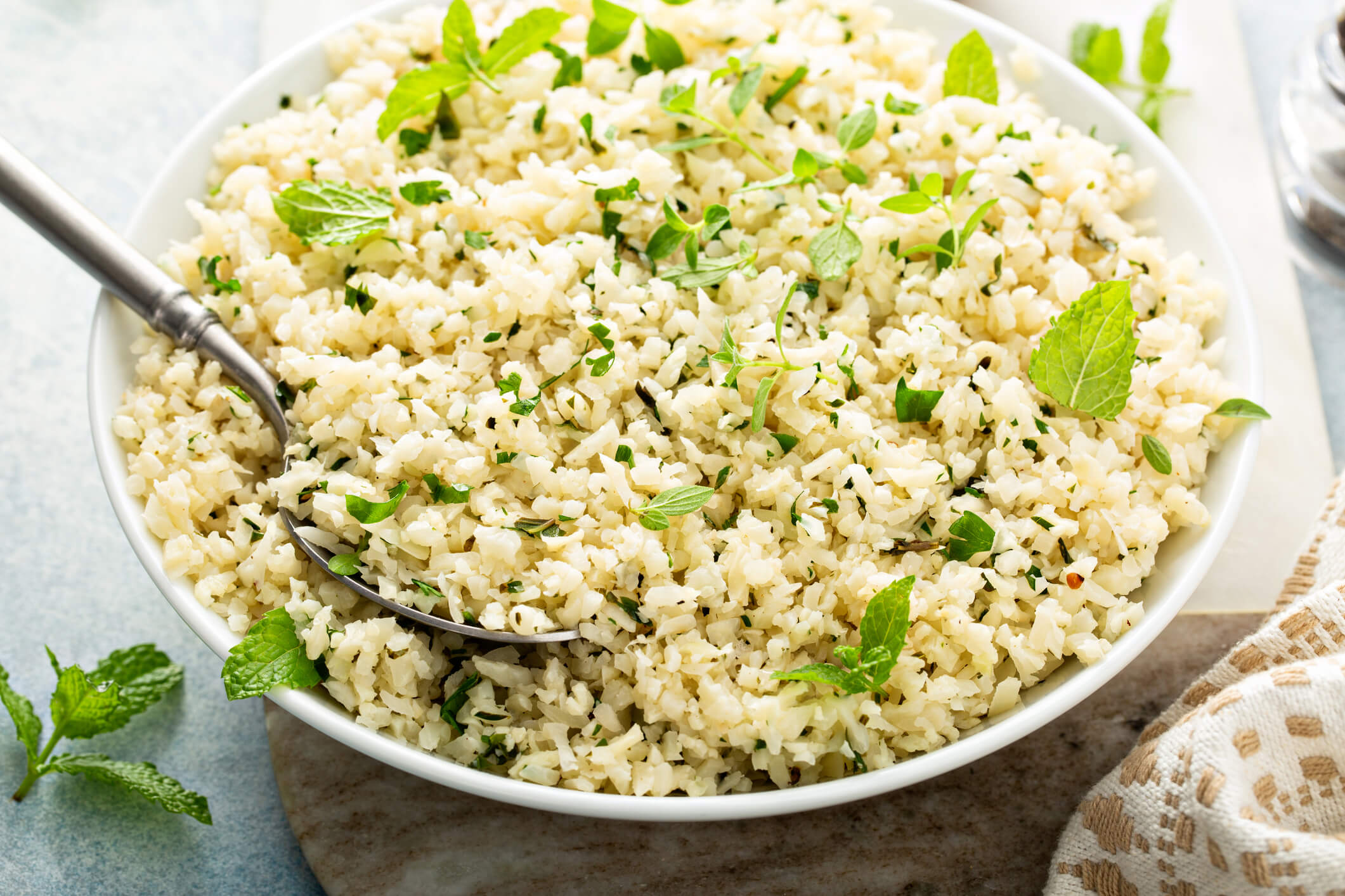 cauliflower rice with herbs