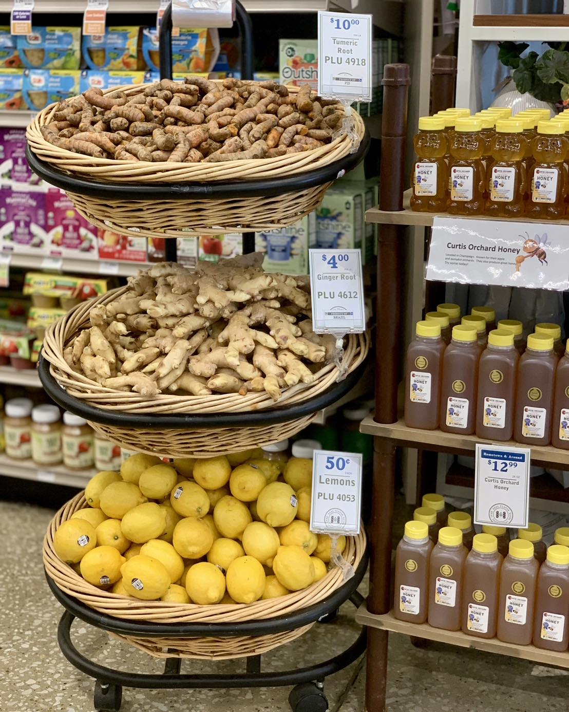 baskets of lemon and ginger at niemann harvest market