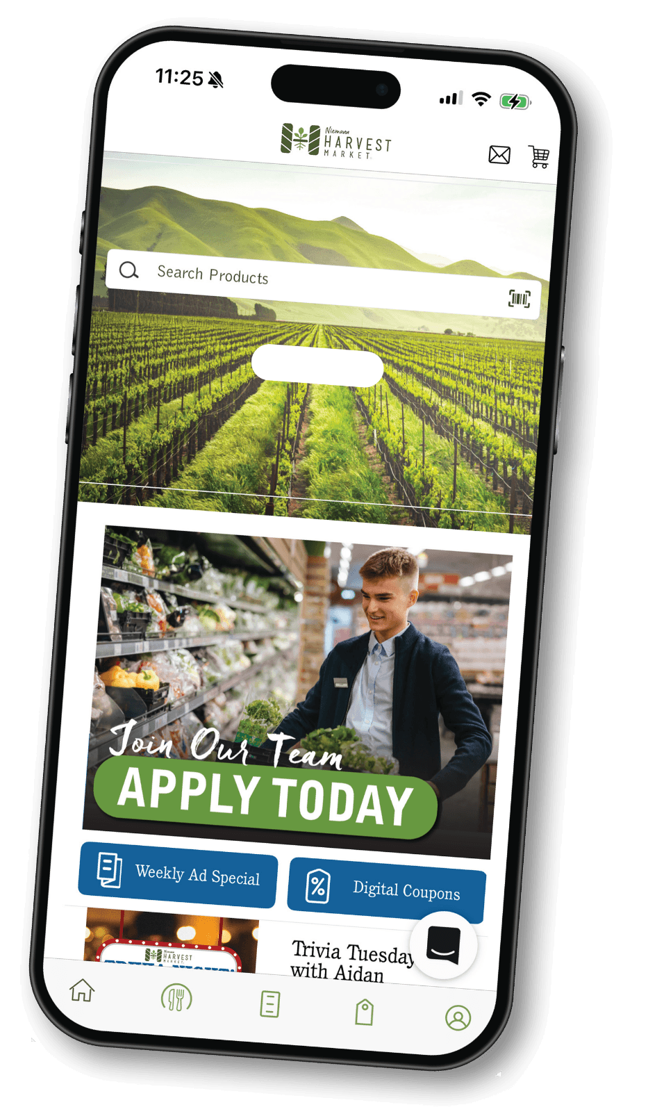 GoHarvestMarket App shown on a mobile phone